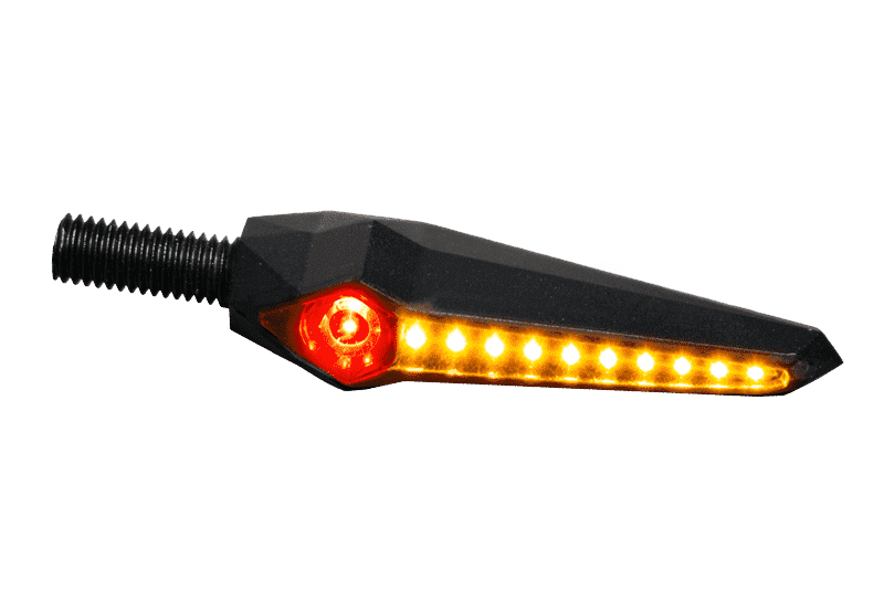 Kellermann Axera DF LED-Motorradblinker mit Rück- und Bremslicht, Freisteller, schwarzes Gehäuse